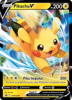 Carta Pikachu V de la expansión Cartas de promoción ESES, número SWSH285/307