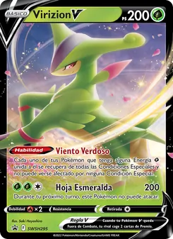 Carta Virizion V de la expansión Cartas de promoción ESES, número SWSH295/307
