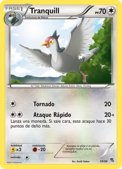 Carta Tranquill de la expansión Kit de Entrenador XY (Pikachu Enmascarada), número 15/30