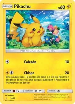 Carta Pikachu de la expansión Kit de Entrenador Sol y Luna (Raichu de Alola), número 14/30