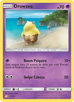 Carta Drowzee de la expansión Kit de Entrenador Sol y Luna (Raichu de Alola), número 22/30