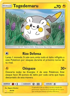Carta Togedemaru de la expansión Kit de Entrenador Sol y Luna (Raichu de Alola), número 26/30