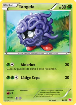 Carta Tangela de la expansión Kit de Entrenador XY (Latias), número 26/30
