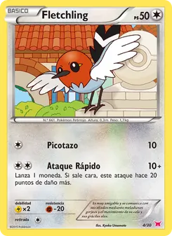 Carta Fletchling de la expansión Kit de Entrenador XY (Latias), número 4/30