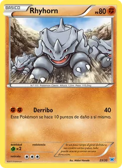 Carta Rhyhorn de la expansión Kit de Entrenador XY (Latios), número 23/30