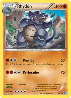 Carta Rhydon de la expansión Kit de Entrenador XY (Latios), número 25/30