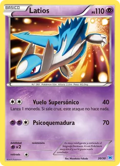 Carta Latios de la expansión Kit de Entrenador XY (Latios), número 30/30
