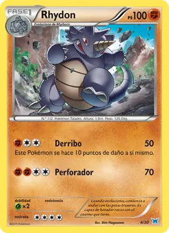 Carta Rhydon de la expansión Kit de Entrenador XY (Latios), número 4/30
