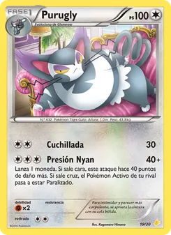 Carta Purugly de la expansión Kit de Entrenador XY (Pikachu Enmascarada), número 19/30