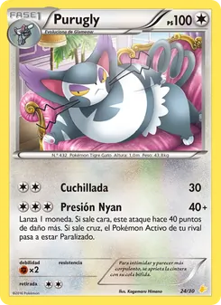 Carta Purugly de la expansión Kit de Entrenador XY (Pikachu Enmascarada), número 24/30