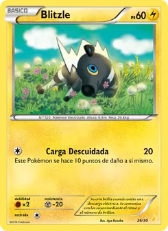 Carta Blitzle de la expansión Kit de Entrenador XY (Pikachu Enmascarada), número 26/30