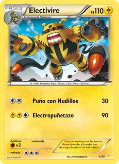 Carta Electivire de la expansión Kit de Entrenador XY (Pikachu Enmascarada), número 4/30