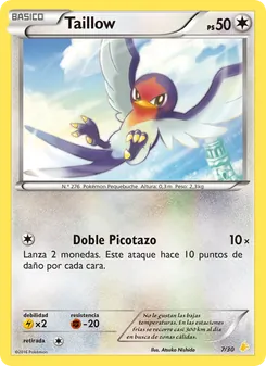 Carta Taillow de la expansión Kit de Entrenador XY (Pikachu Enmascarada), número 7/30