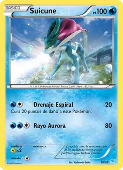 Carta Suicune de la expansión Kit de Entrenador XY (Suicune), número 14/30