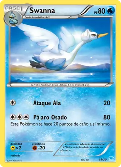Carta Swanna de la expansión Kit de Entrenador XY (Suicune), número 18/30