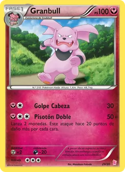 Carta Granbull de la expansión Kit de Entrenador XY (Pikachu Enmascarada), número 29/30