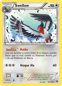 Carta Swellow de la expansión XY, número 103/146