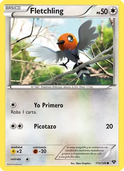 Carta Fletchling de la expansión XY, número 113/146