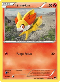 Carta Fennekin de la expansión XY, número 24/146