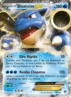 Carta Blastoise EX de la expansión XY, número 29/146