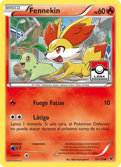Carta Fennekin de la expansión Destinos Enfrentados, número 10/124