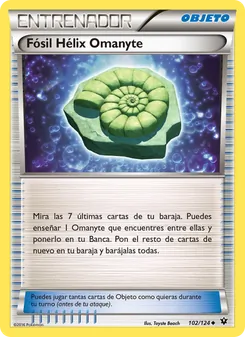 Carta Fósil Hélix Omanyte de la expansión Destinos Enfrentados, número 102/124