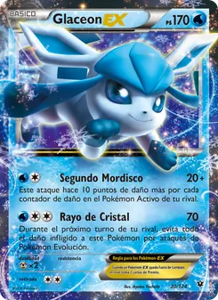 Carta Glaceon EX de la expansión Destinos Enfrentados, número 20/124