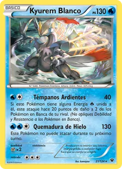 Carta Kyurem Blanco de la expansión Destinos Enfrentados, número 21/124