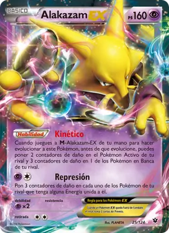 Carta Alakazam EX de la expansión Destinos Enfrentados, número 25/124