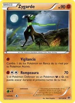 Carta Zygarde de la expansión Destinos Enfrentados, número 52/124