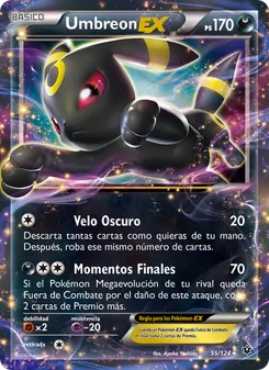 Carta Umbreon EX de la expansión Destinos Enfrentados, número 55/124