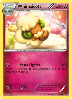Carta Whimsicott de la expansión Destinos Enfrentados, número 71/124