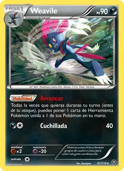 Carta Weavile de la expansión Asedio de Vapor, número 61/114