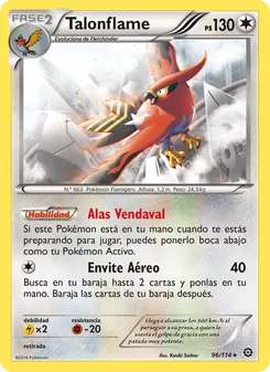 Carta Talonflame de la expansión Asedio de Vapor, número 96/114