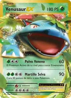 Carta Venusaur EX de la expansión Evoluciones, número 1/108