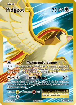Carta Pidgeot EX de la expansión Evoluciones, número 104/108