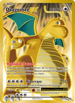 Carta Dragonite EX de la expansión Evoluciones, número 106/108