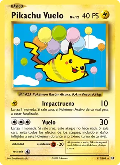 Carta Pikachu Vuelo de la expansión Evoluciones, número 110/108