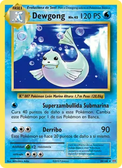 Carta Dewgong de la expansión Evoluciones, número 29/108