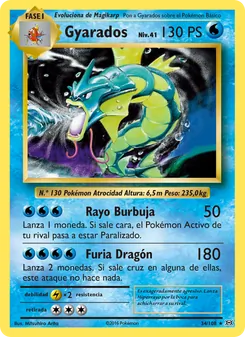 Carta Gyarados de la expansión Evoluciones, número 34/108