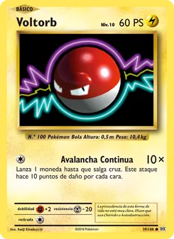 Carta Voltorb de la expansión Evoluciones, número 39/108
