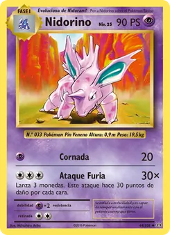 Carta Nidorino de la expansión Evoluciones, número 44/108