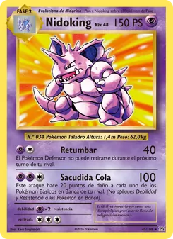 Carta Nidoking de la expansión Evoluciones, número 45/108