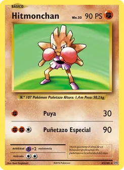 Carta Hitmonchan de la expansión Evoluciones, número 62/108