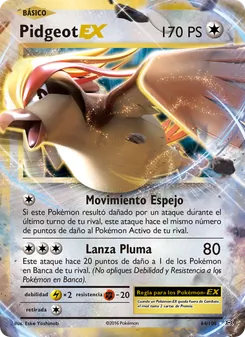 Carta Pidgeot EX de la expansión Evoluciones, número 64/108