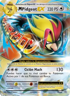 Carta M-Pidgeot EX de la expansión Evoluciones, número 65/108