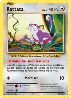 Carta Rattata de la expansión Evoluciones, número 66/108