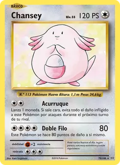 Carta Chansey de la expansión Evoluciones, número 70/108