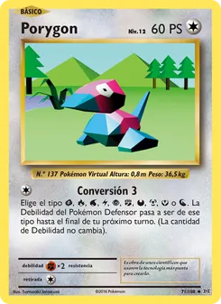 Carta Porygon de la expansión Evoluciones, número 71/108