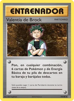 Carta Valentía de Brock de la expansión Evoluciones, número 74/108